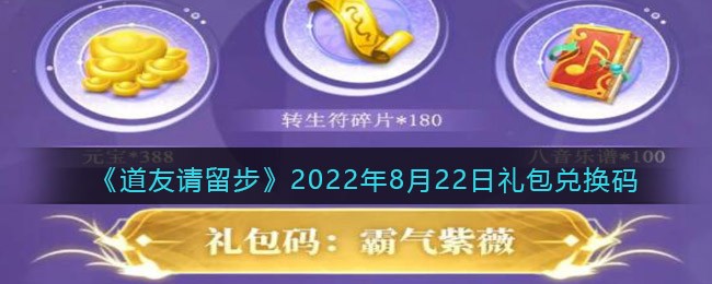 道友请留步2022年8月22日礼包兑换码是什么